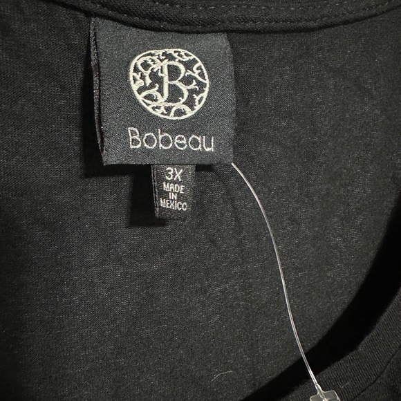 Bobeau Top 3X Black Matte Jersey Stretch Chiffon Printed Short Sleeve Blouse NEW - Picture 7 of 10